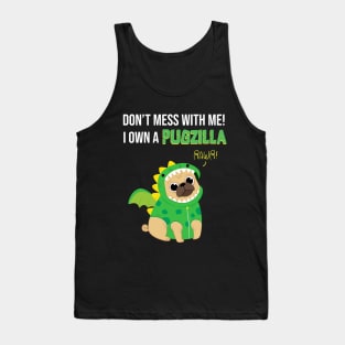 Pug dog PUGZILLA funny design Tank Top